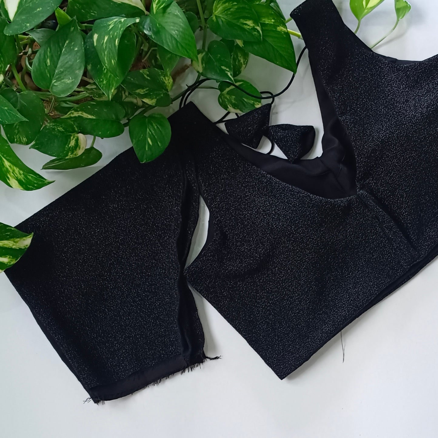 Black Sequence blouse with attachable sleeves