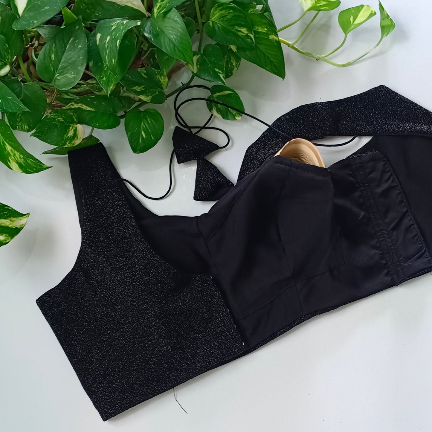 Black Sequence blouse with attachable sleeves
