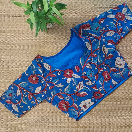 Blue Kalamkari Cotton Blouse