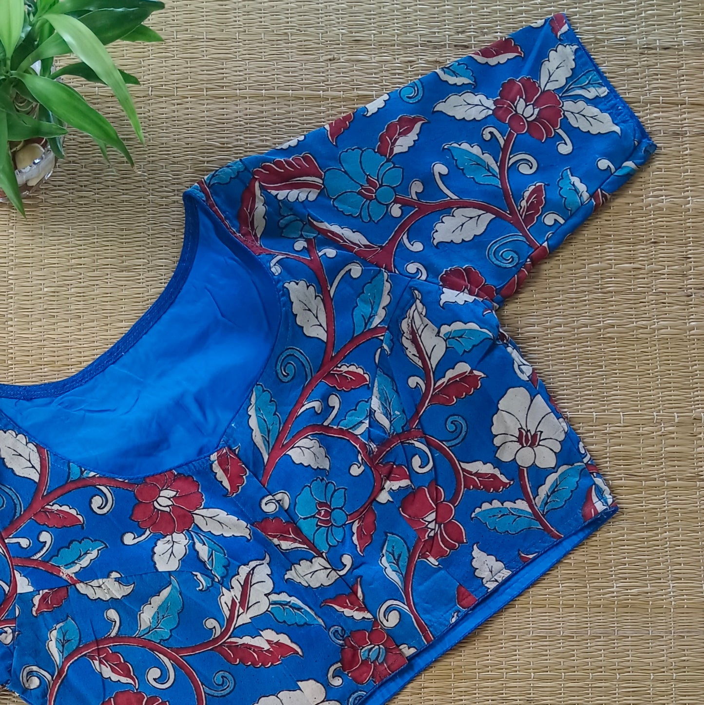 Blue Kalamkari Cotton Blouse