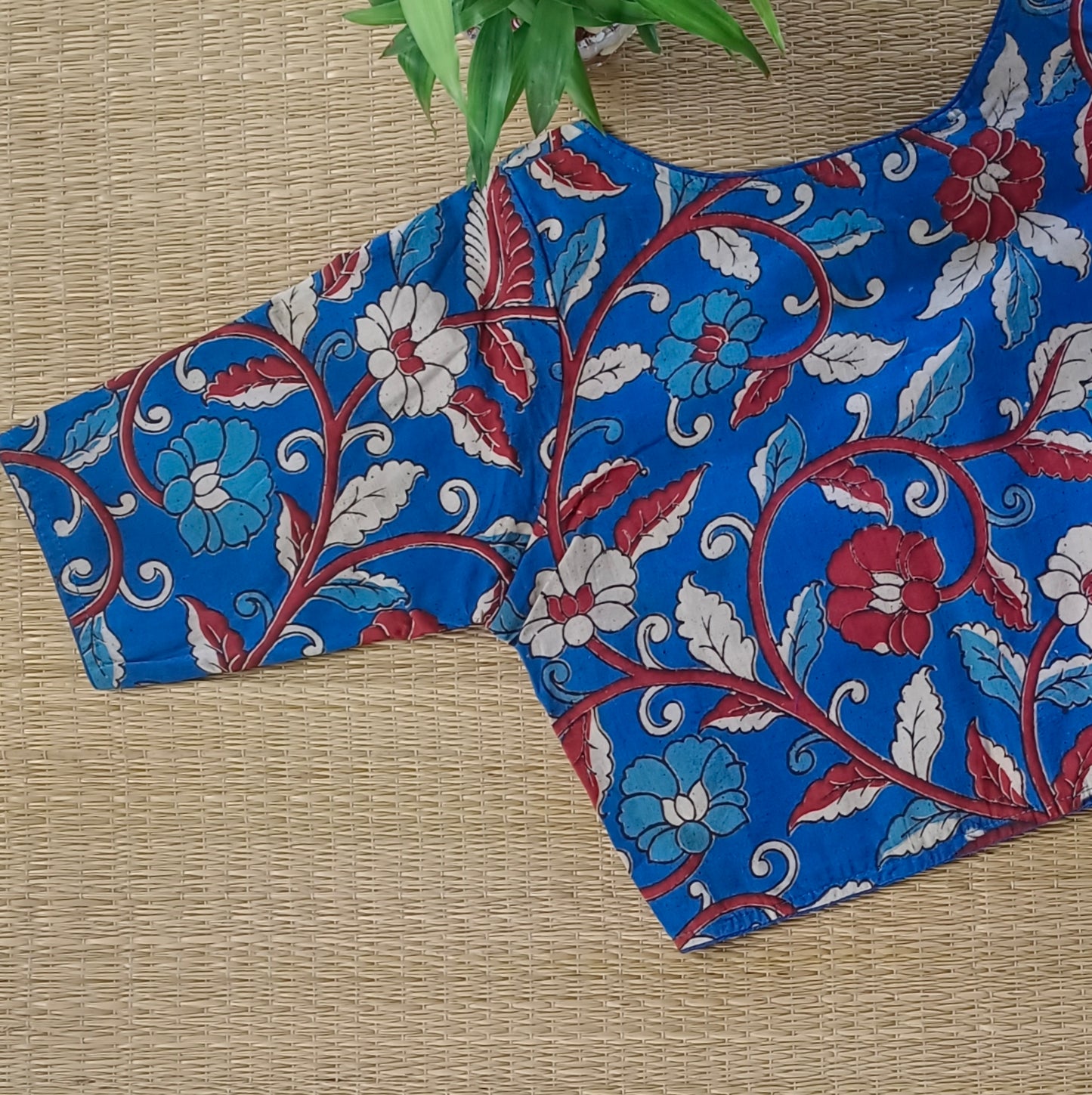 Blue Kalamkari Cotton Blouse