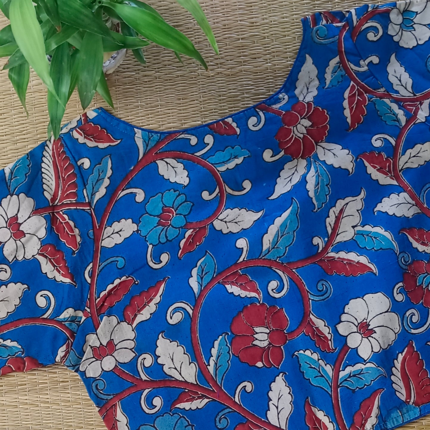 Blue Kalamkari Cotton Blouse
