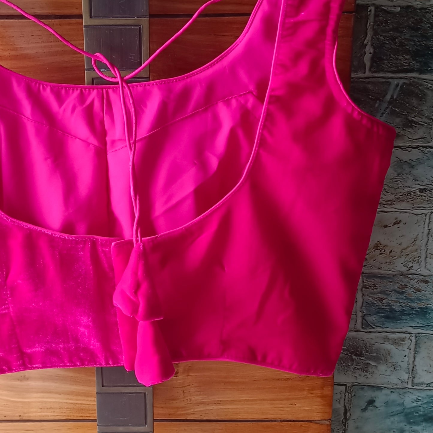 Rani Pink Plain Velvet Blouse