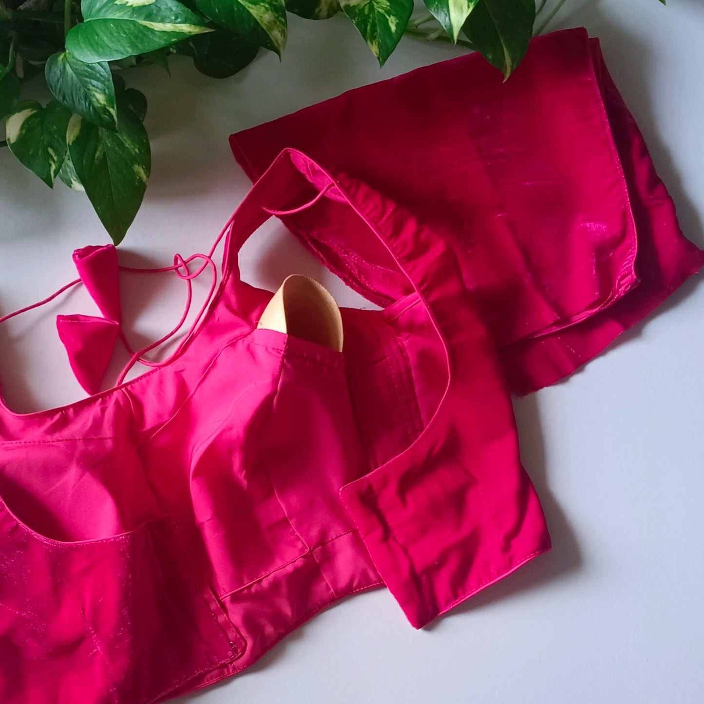 Rani Pink Plain Velvet Blouse