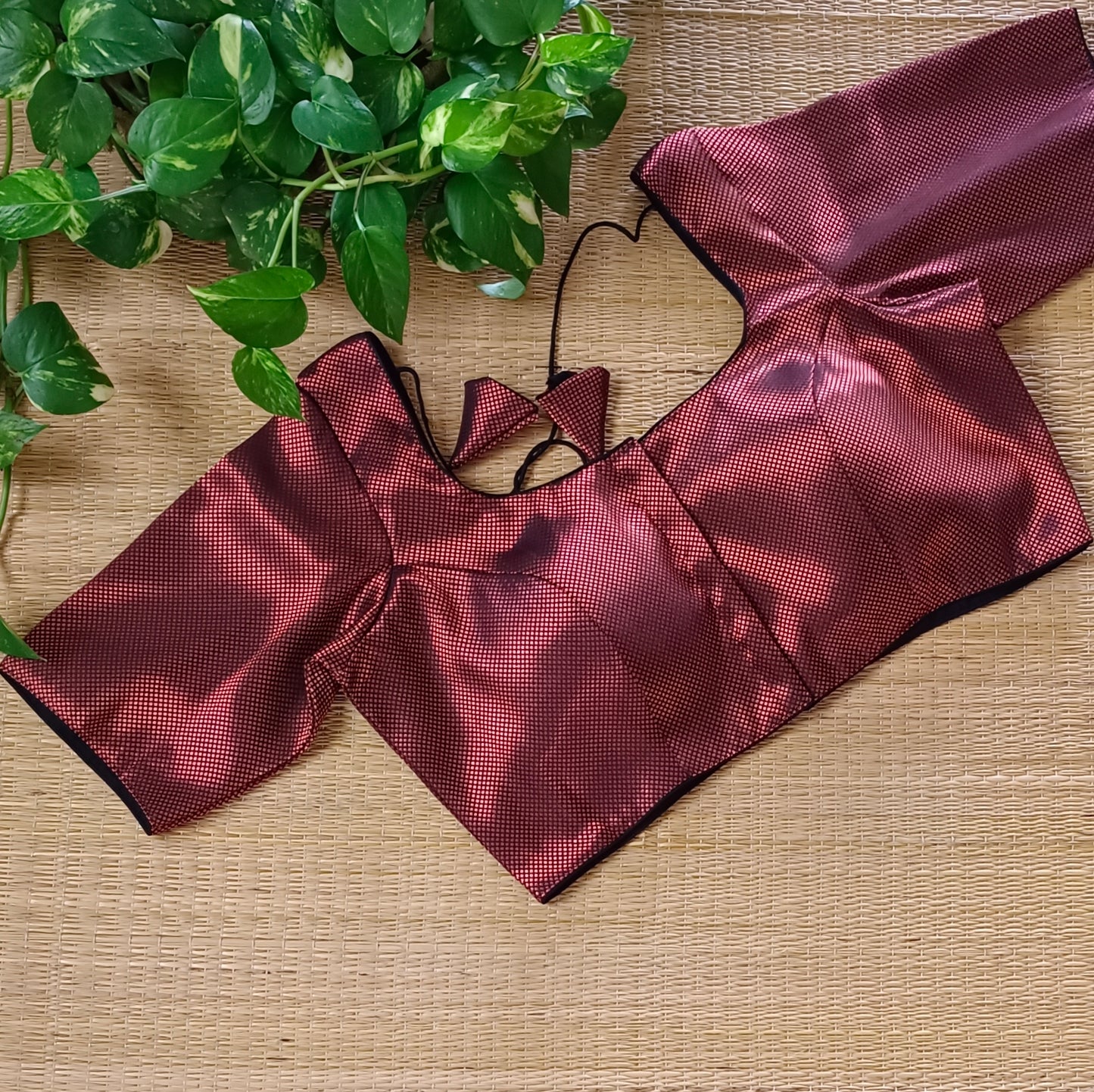 Black with Copper Zari Brocade blouse