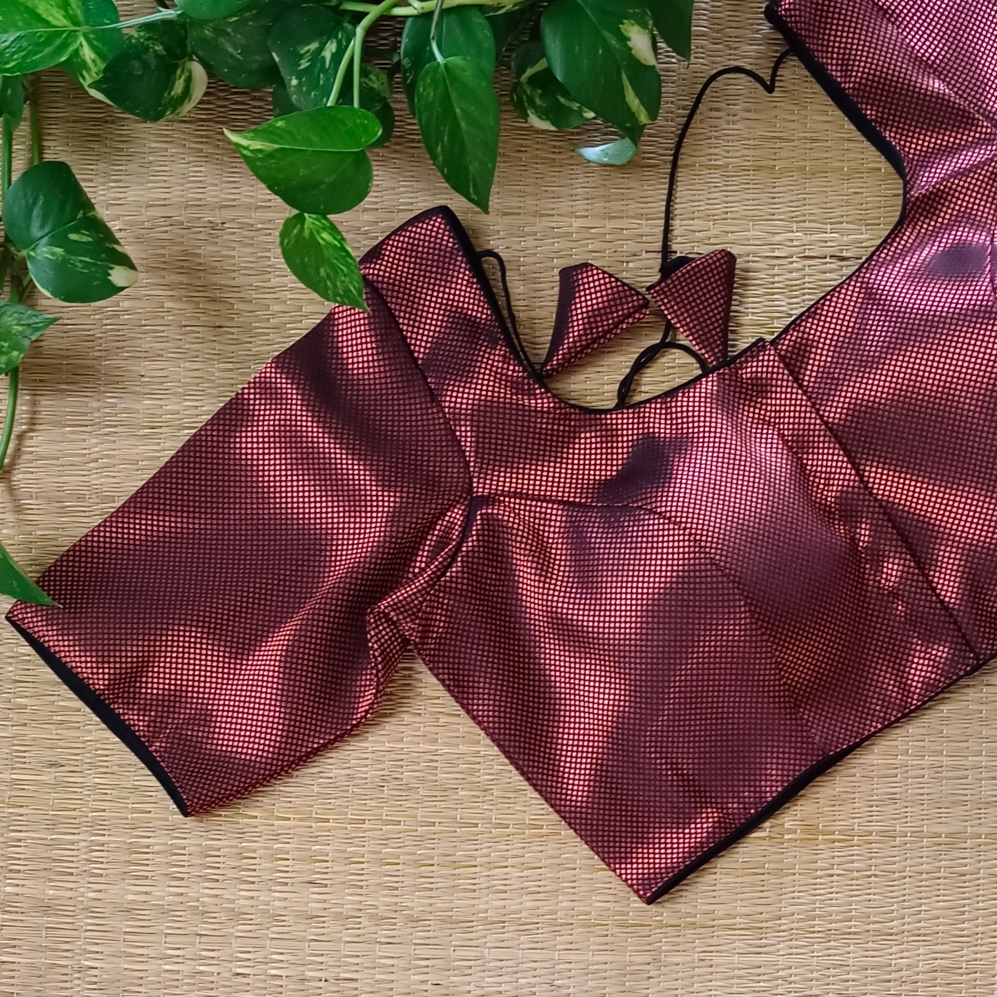 Black with Copper Zari Brocade blouse