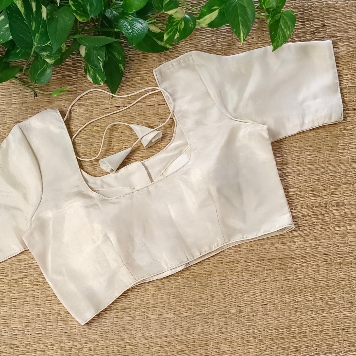 Light Golden Plain Tissue blouse