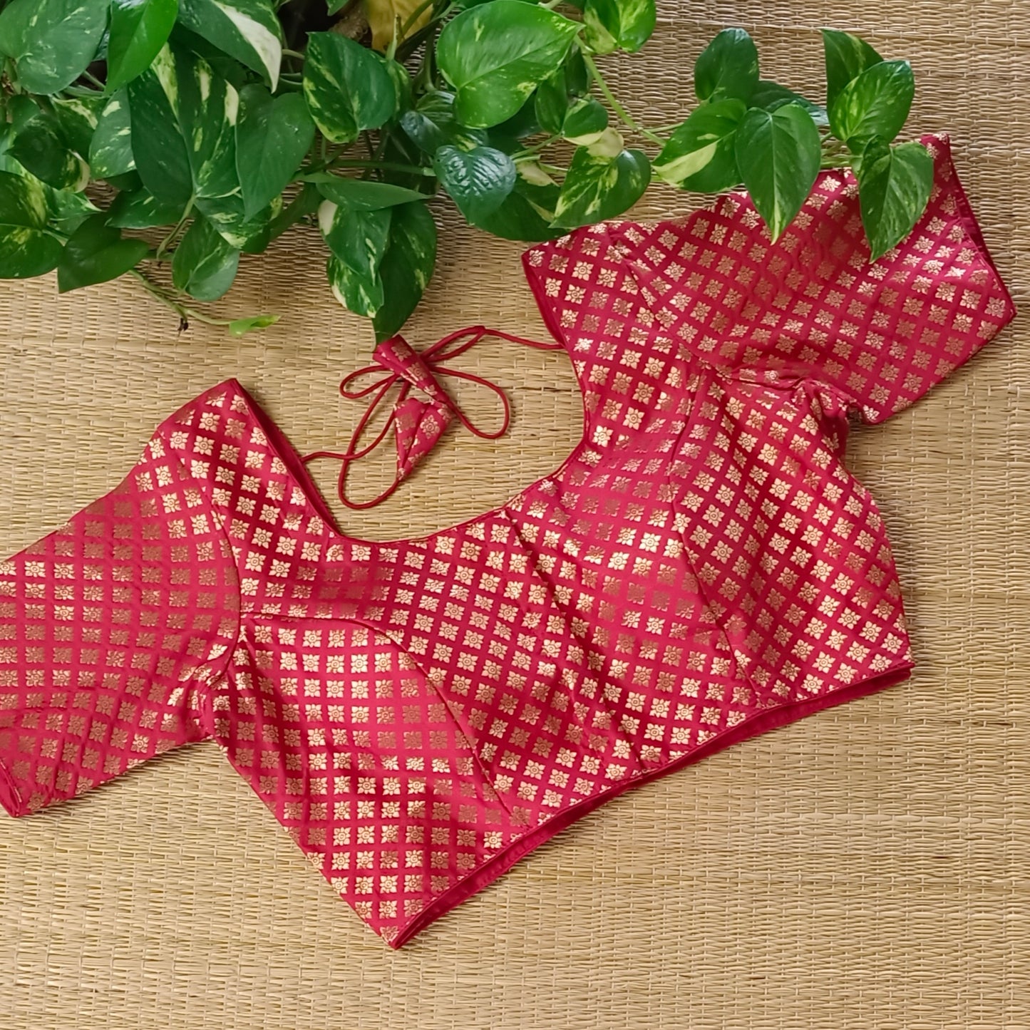 Classic Dark Red Brocade Blouse(assorted)