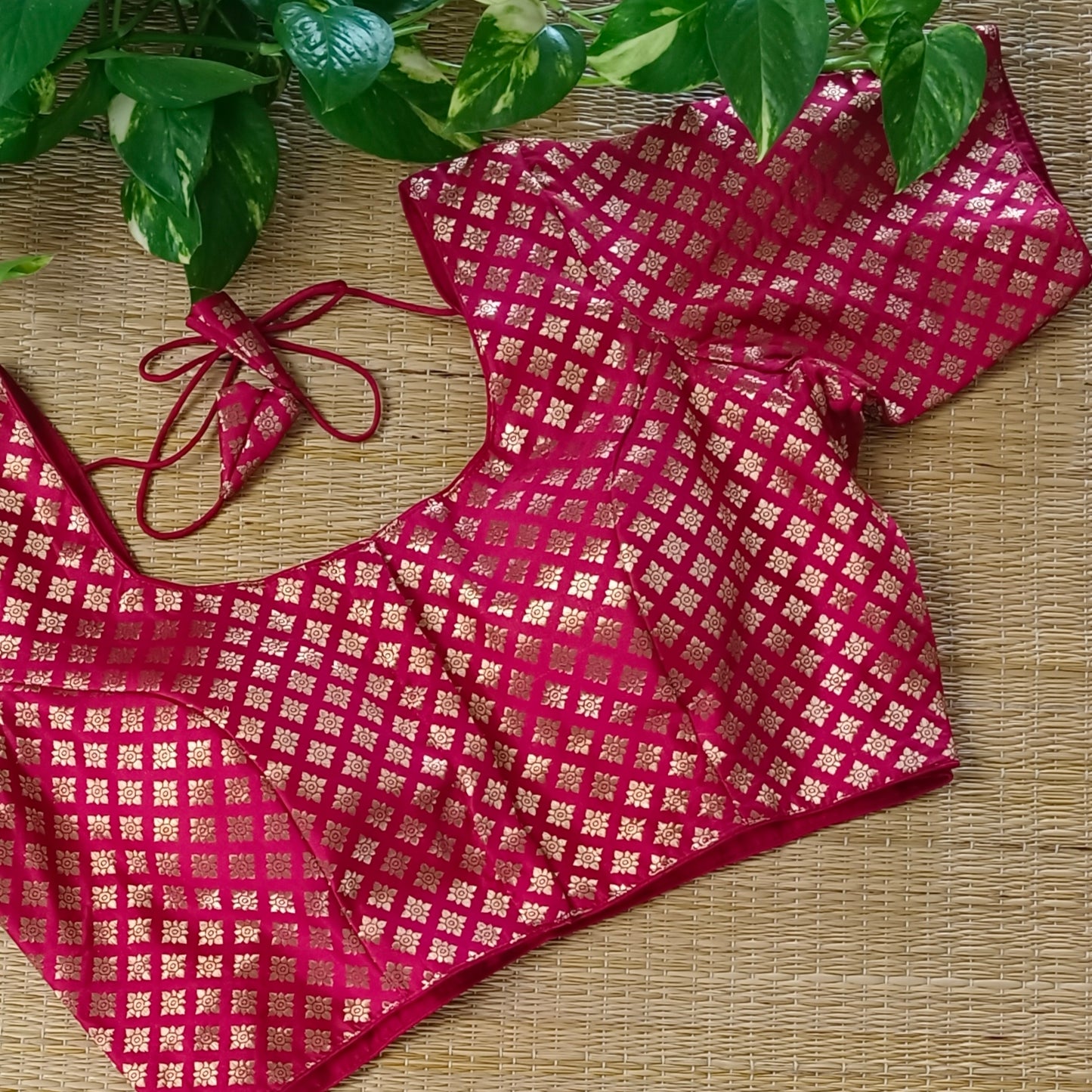 Classic Dark Red Brocade Blouse(assorted)