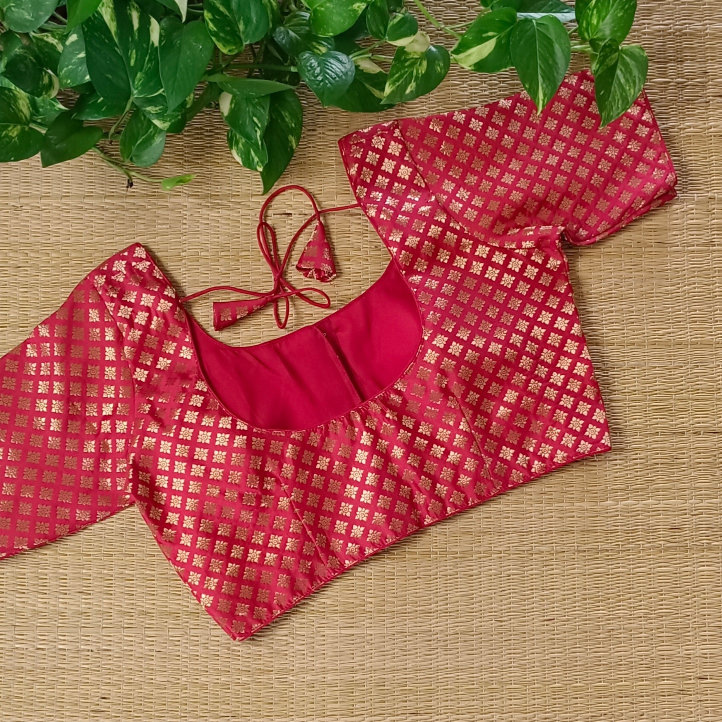 Classic Dark Red Brocade Blouse(assorted)