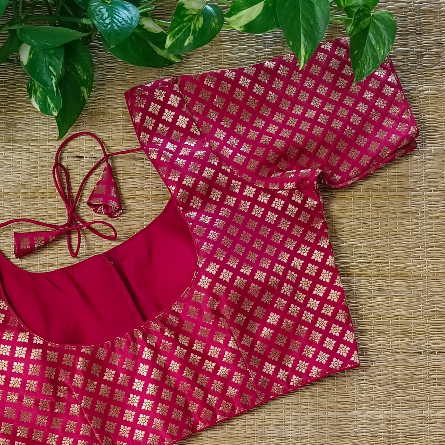 Classic Dark Red Brocade Blouse(assorted)