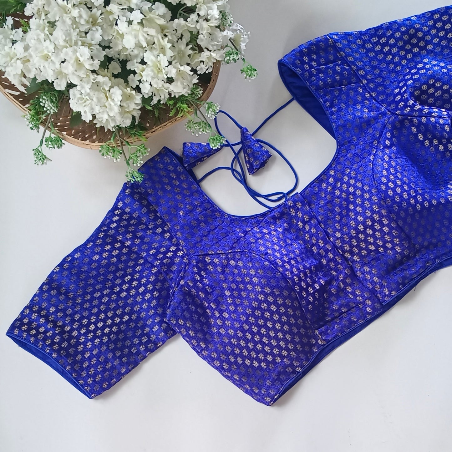 Classic Royal Blue Brocade Blouse(assorted)