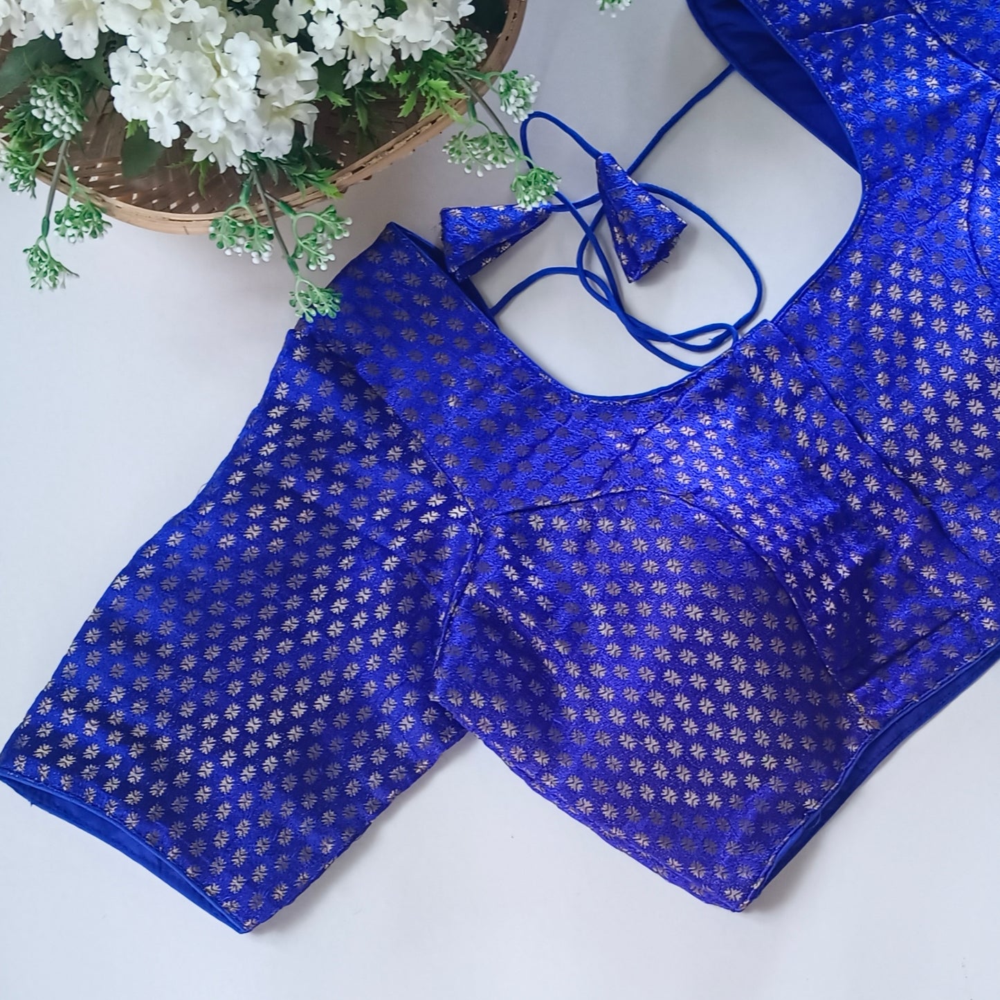 Classic Royal Blue Brocade Blouse(assorted)