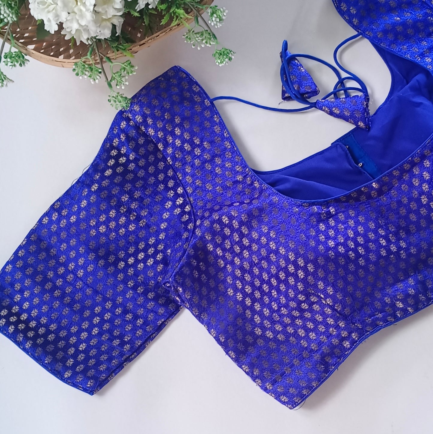 Classic Royal Blue Brocade Blouse(assorted)