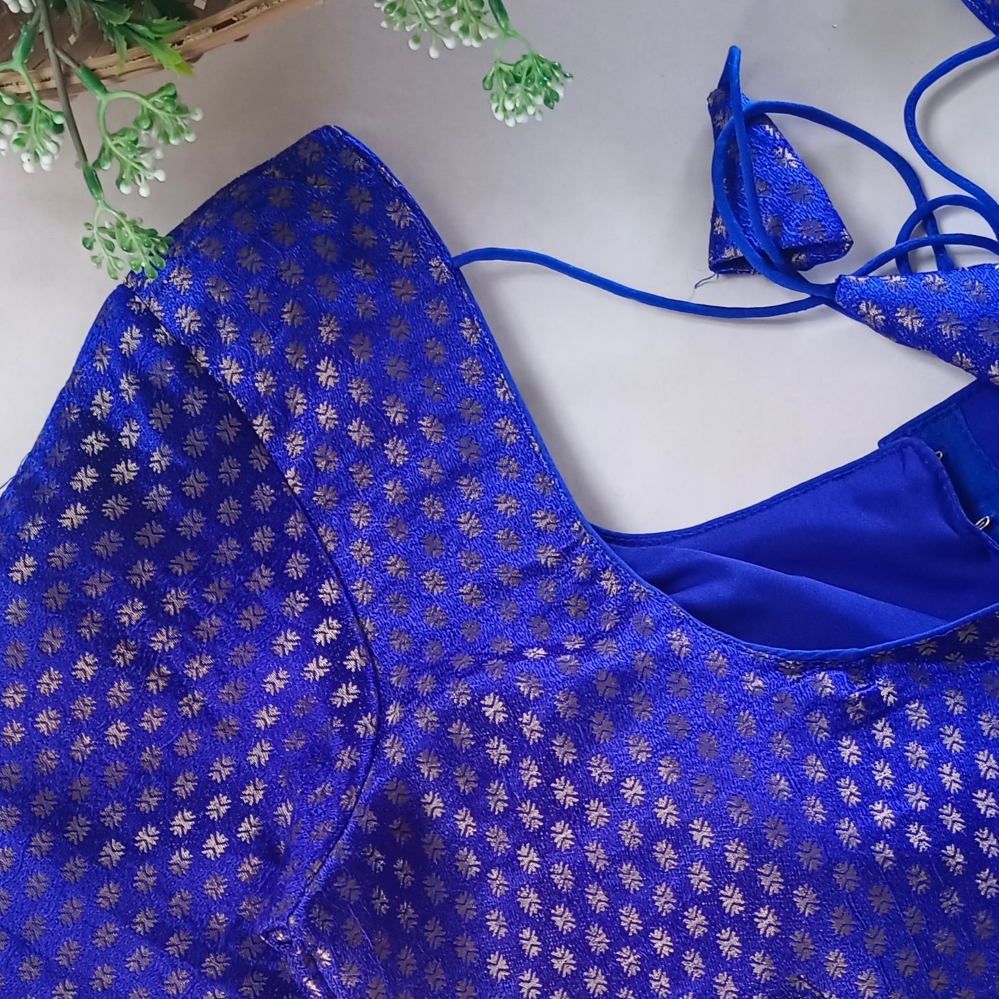 Classic Royal Blue Brocade Blouse(assorted)