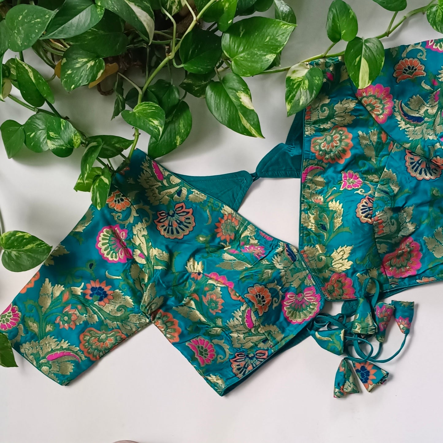 Rama Blue Multicolor Brocade Blouse