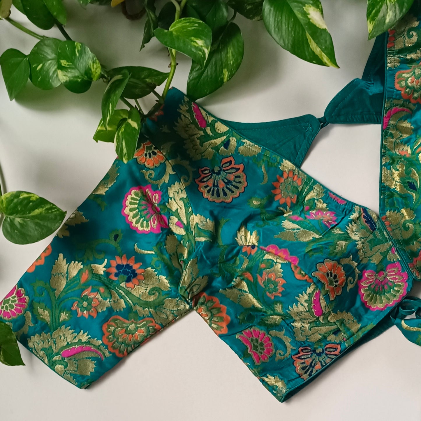 Rama Blue Multicolor Brocade Blouse
