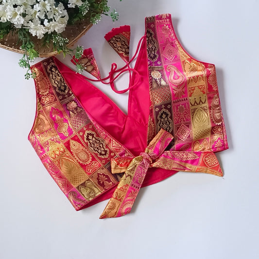 Multicolor Brocade Backless Blouse