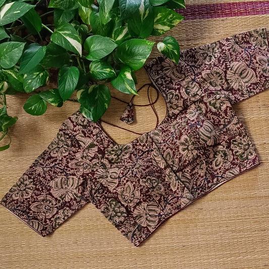 Brown Kalamkari Cotton Blouse