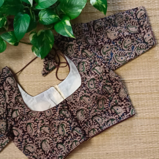 Brown Kalamkari Cotton Blouse