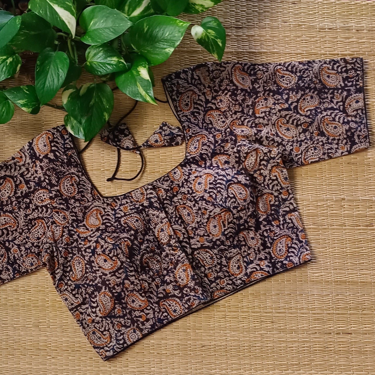 Black Kalamkari Cotton Blouse
