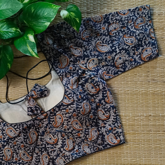 Black Kalamkari Cotton Blouse