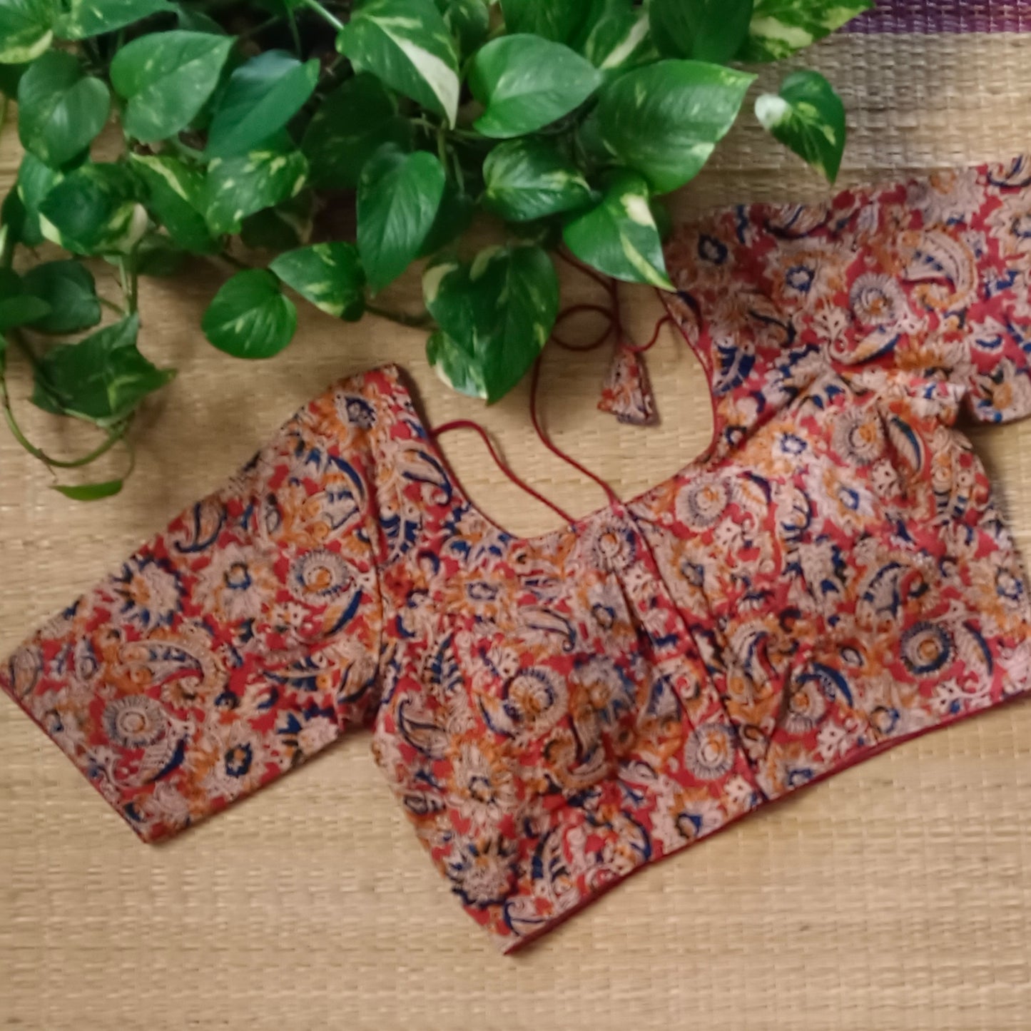 Brick Red Kalamkari Cotton Blouse