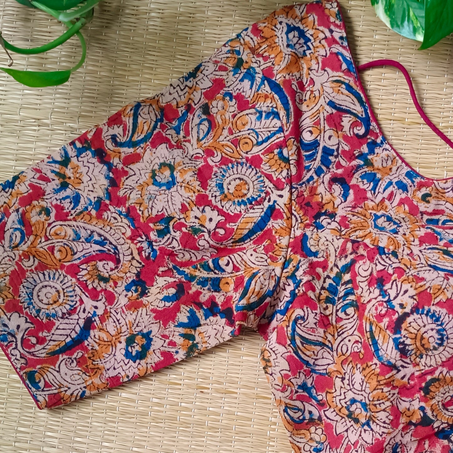 Brick Red Kalamkari Cotton Blouse