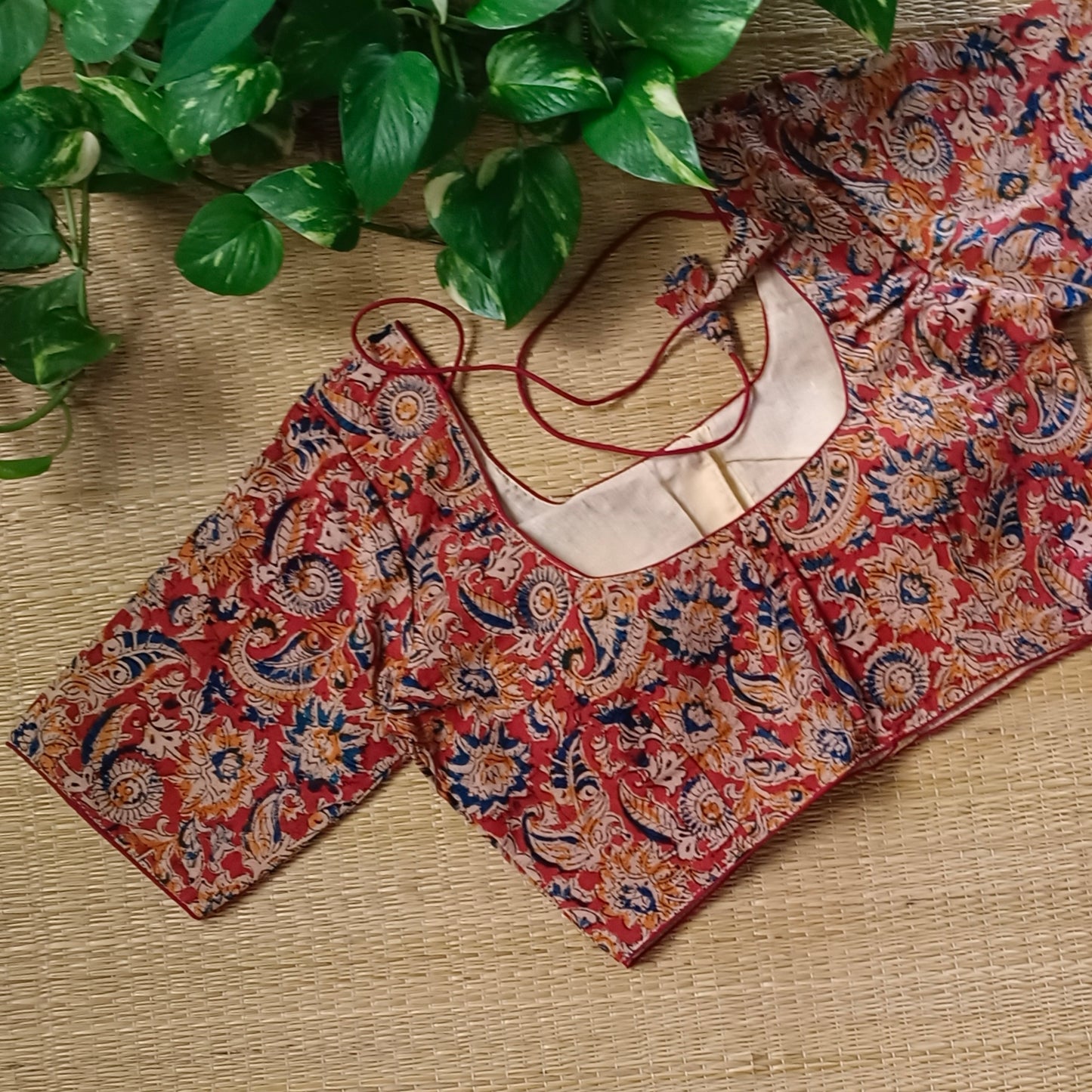 Brick Red Kalamkari Cotton Blouse