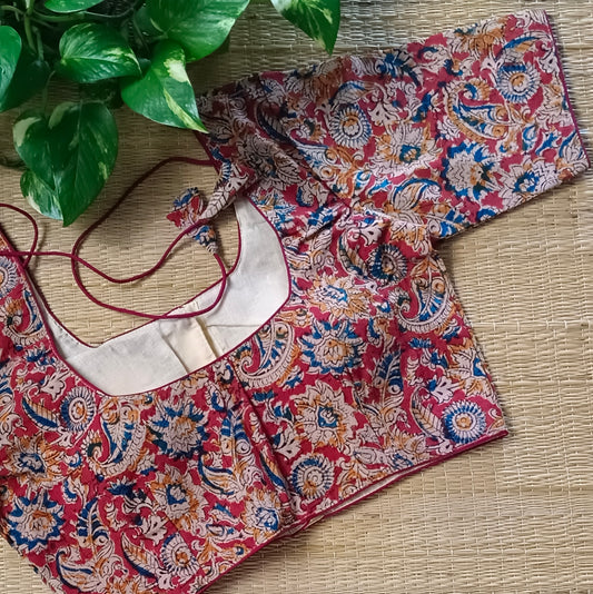 Brick Red Kalamkari Cotton Blouse