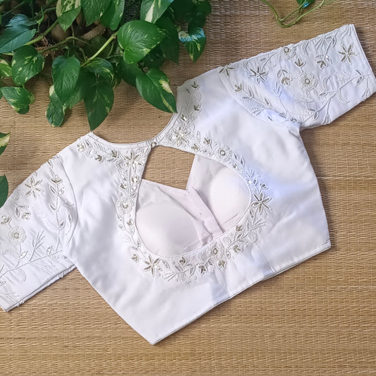 White pearl work blouse