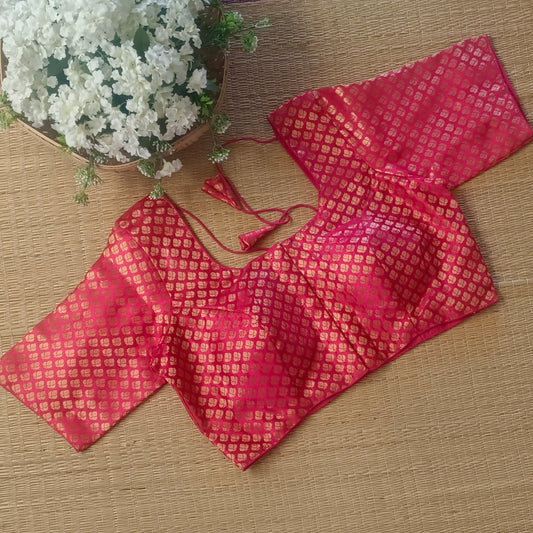 Classic Hot Pink Brocade Blouse(assorted)
