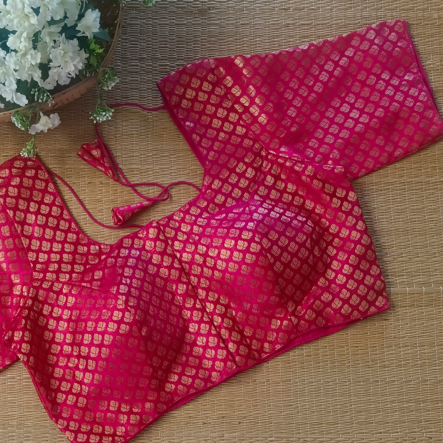 Classic Hot Pink Brocade Blouse(assorted)