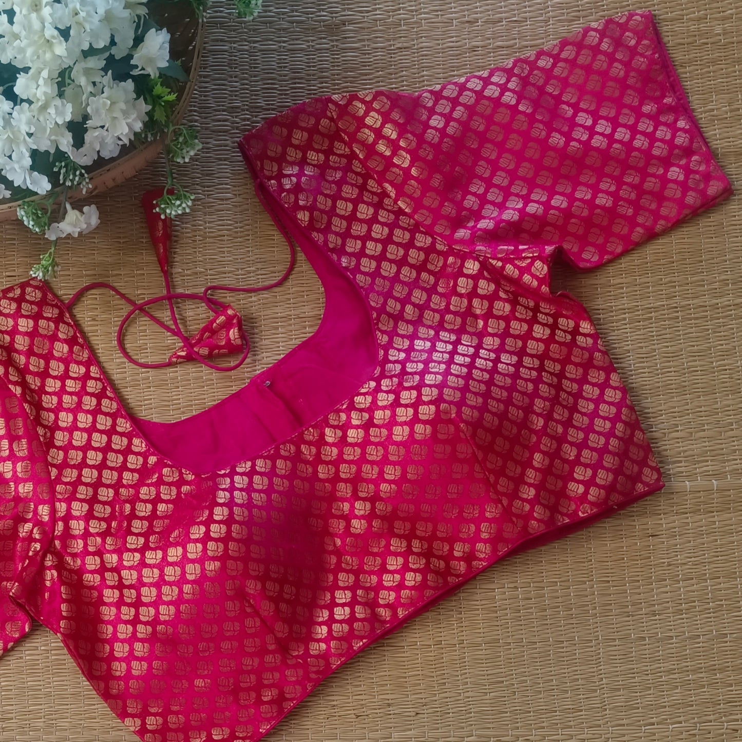 Classic Hot Pink Brocade Blouse(assorted)