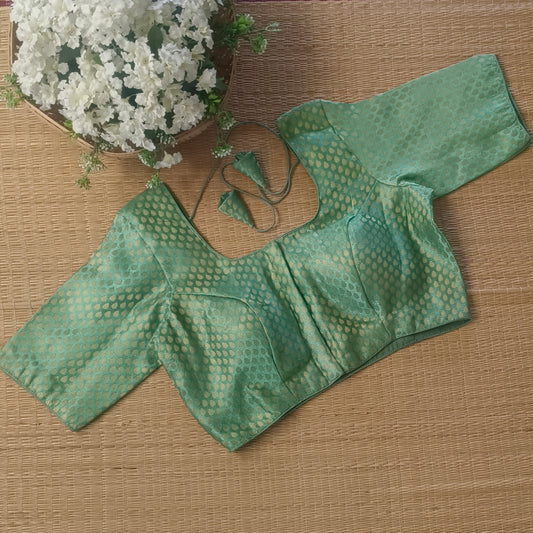 Classic Aqua Green Brocade Blouse(assorted)