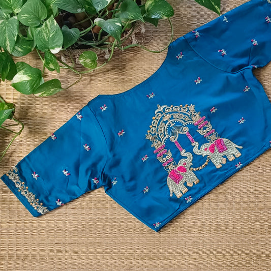 Peacock Blue Artistic Blouse