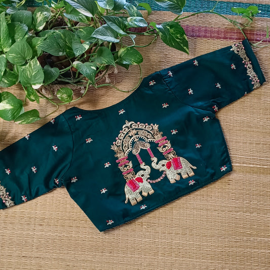 Bottle Green Artistic Blouse