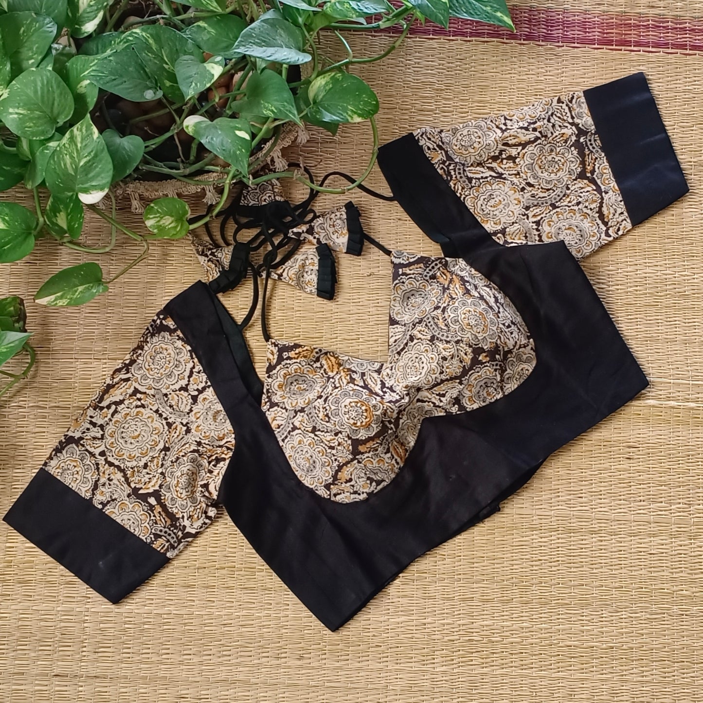 Black Masaba Neck Kalamkari Blouse
