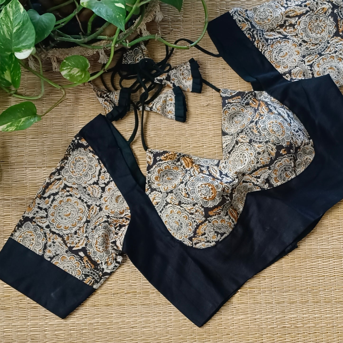 Black Masaba Neck Kalamkari Blouse