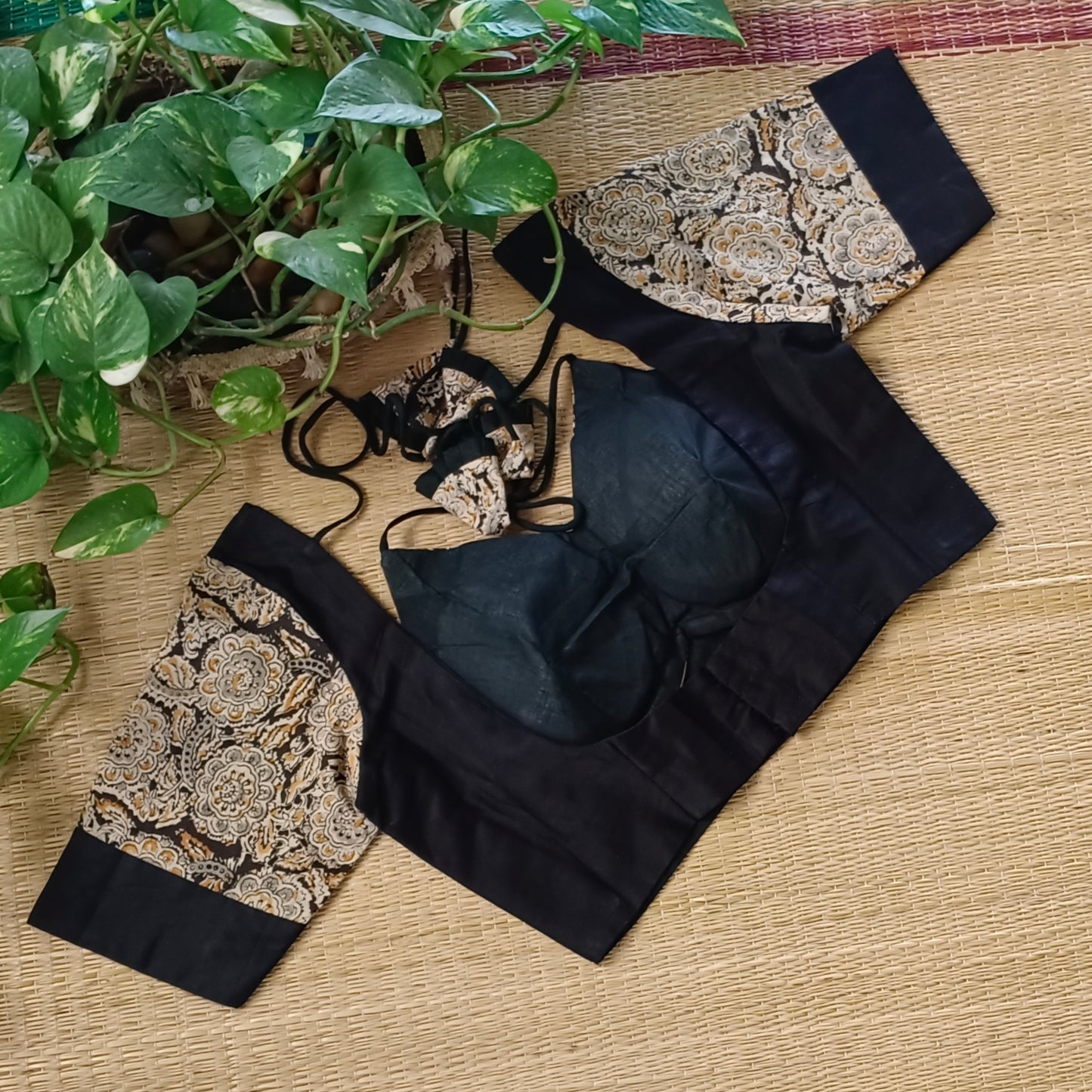 Black Masaba Neck Kalamkari Blouse