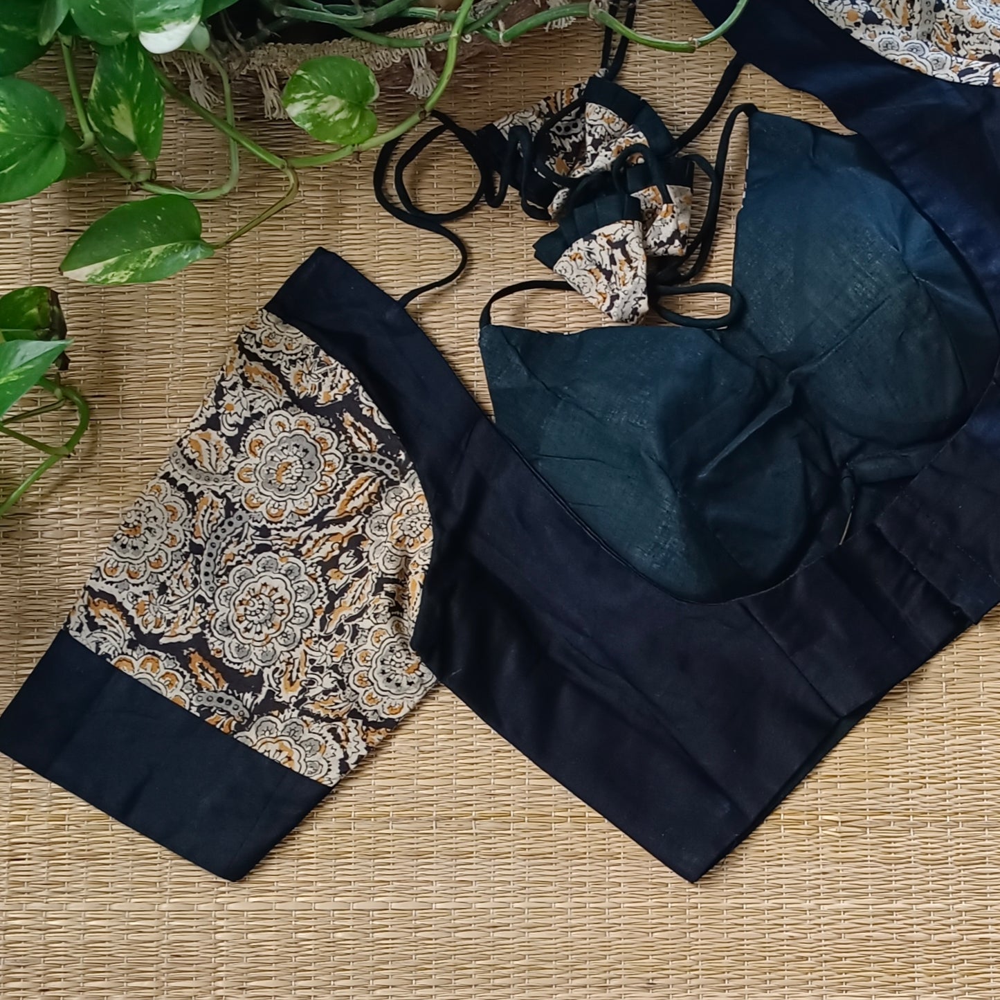 Black Masaba Neck Kalamkari Blouse