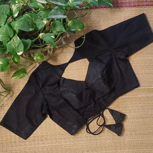 Black Silk Backless Blouse