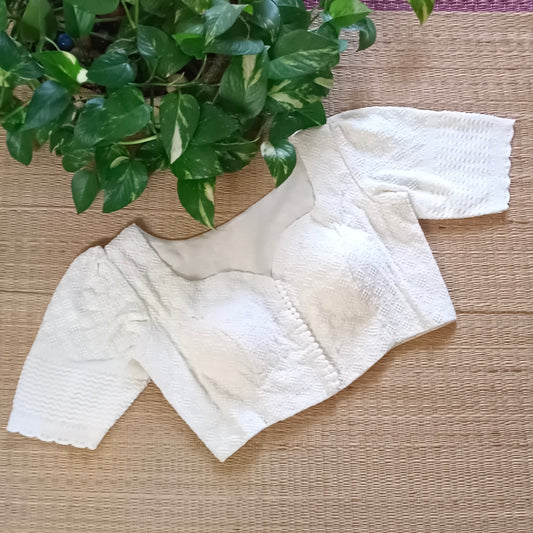 Off White Chikankari Cotton Blouse