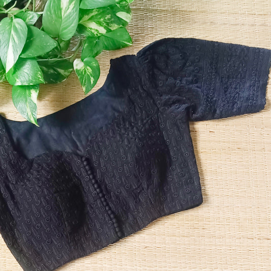 Black Chikankari Cotton Blouse