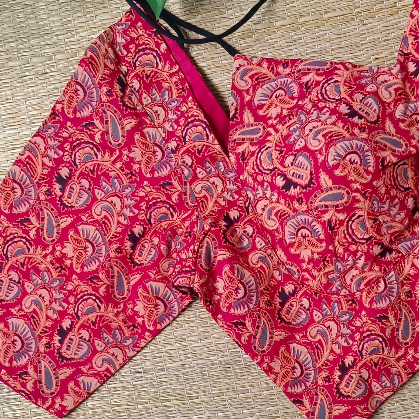Red Masaba Neck Kalamkari Blouse
