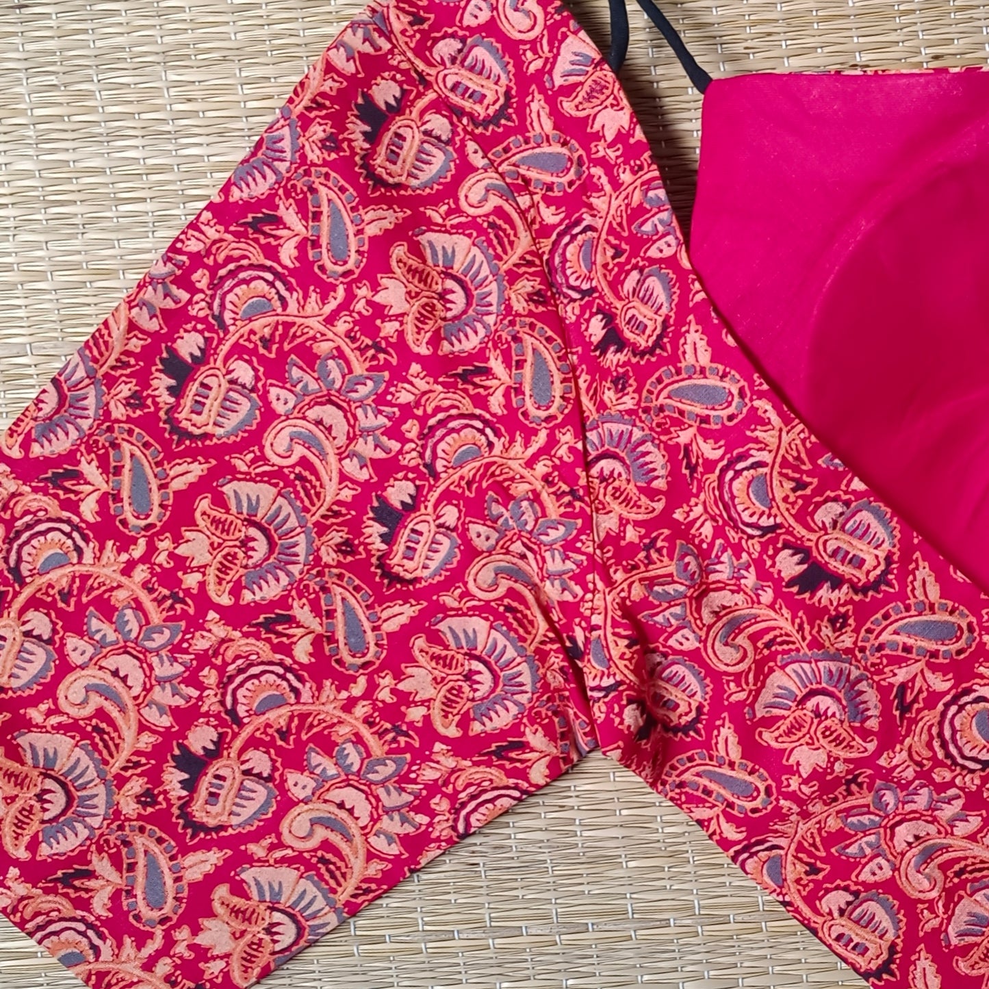 Red Masaba Neck Kalamkari Blouse