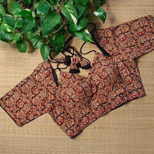 Black Masaba Neck Kalamkari Blouse