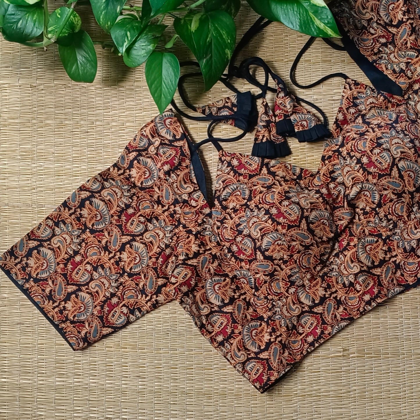 Black Masaba Neck Kalamkari Blouse