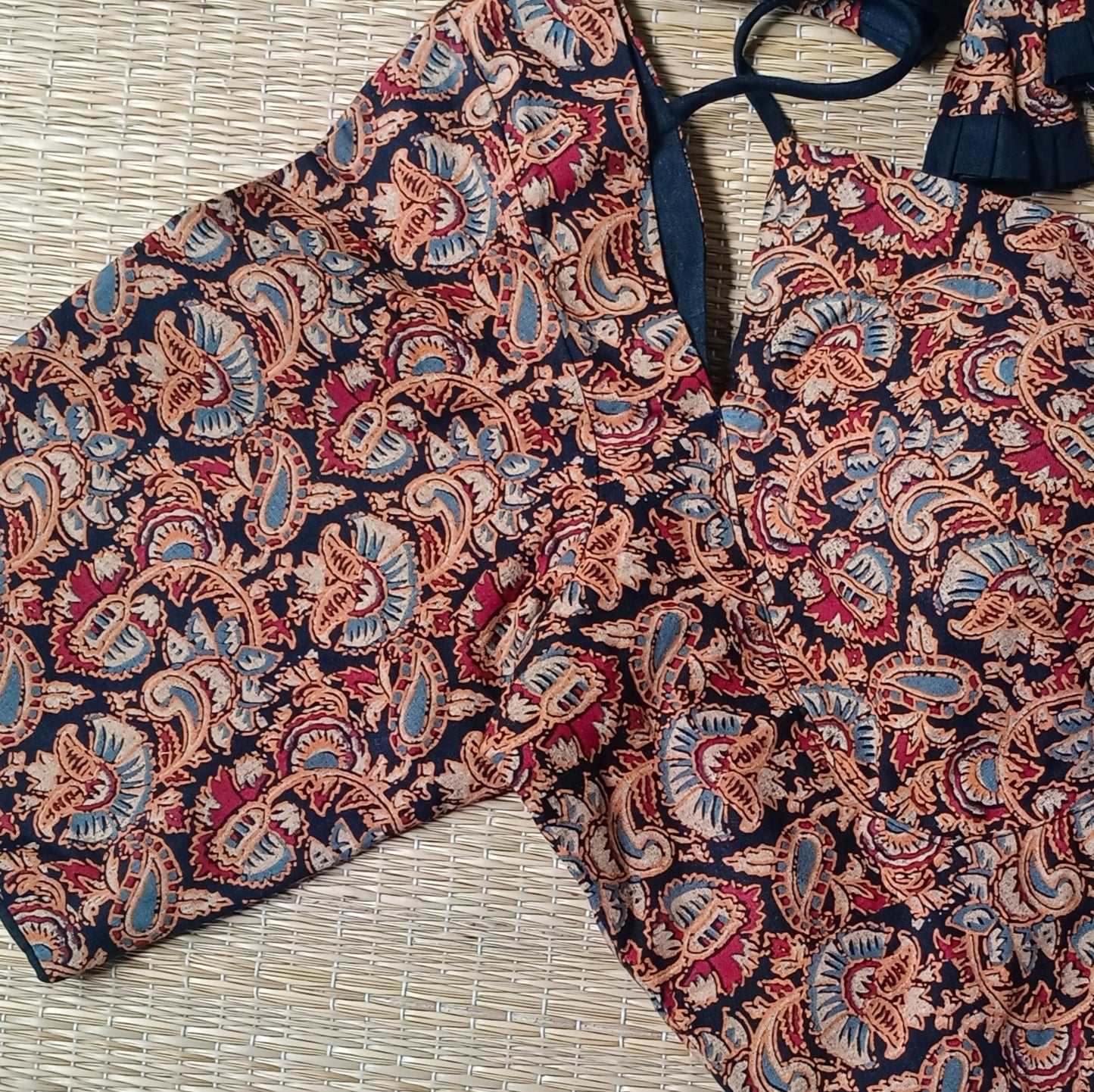 Black Masaba Neck Kalamkari Blouse