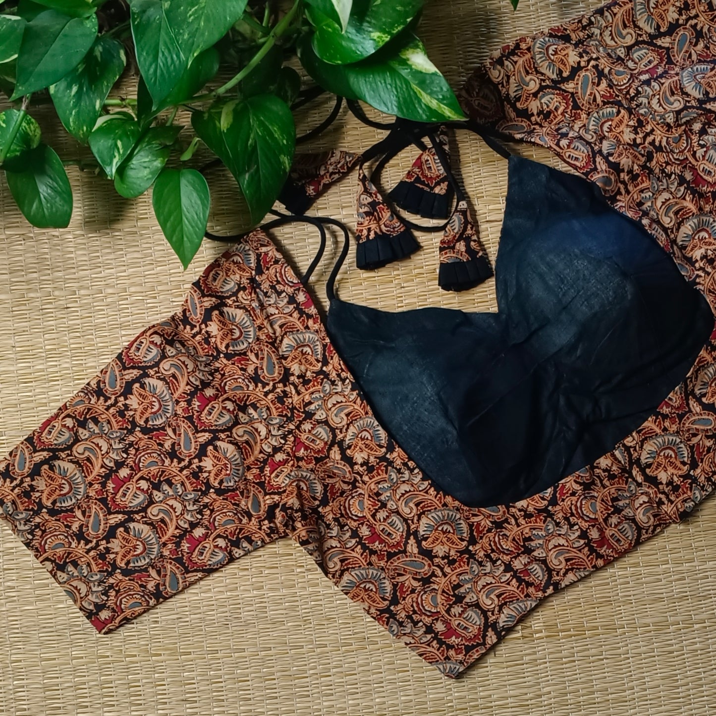 Black Masaba Neck Kalamkari Blouse